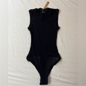 SKIMS Summer Mesh Jelly Sheer Sleeveless Crewneck Bodysuit in onyx black